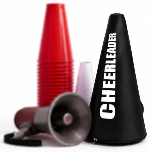Dansydaisy Cheer Megaphone Bag Cheer Megaphone Carrying Bag with Adjustable Shoulder Strap for Football Basketball Homecoming Squad Team Club Parade Competition Loudspeaker Not Included(Black)