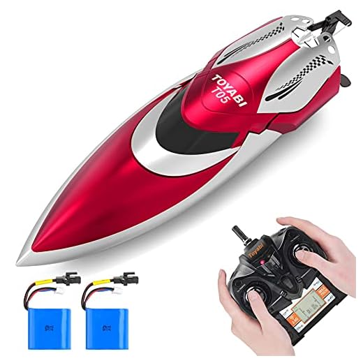 GizmoVine Remote Control Boat for Pools and Lakes, 20+ MPH RC Boats for Adults, 4 Channel, 2.4GHZ Remote Control, 2 Rechargeable Battery