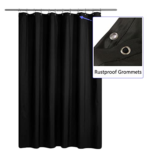 Llscl Fabric Shower Curtain Liner, Waterproof Hotel Quality, Bathroom Curtains Rust Resistant Grommets, 72 X 72 Machine Washable (Black) #TOP1