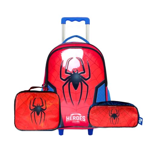 Kit Mochila Rodinha Escolar Herói Aranha Meninos