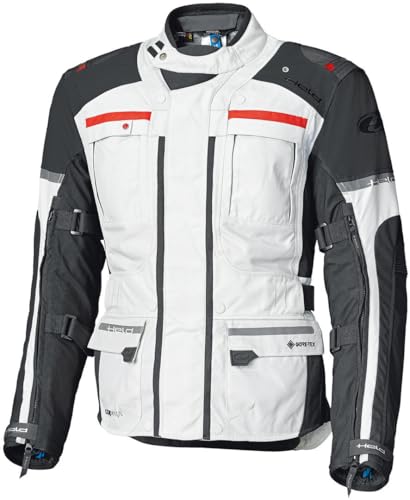 Held Carese Evo GTX Motorrad Textiljacke, hellgrau/rot, Long 2XL
