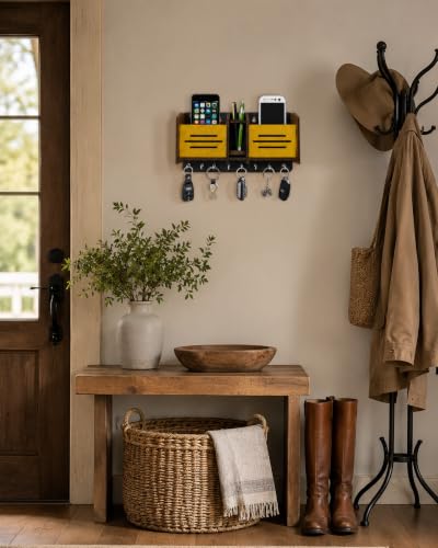 Image of Wooden Key Holder for Home MDF Wood Wall Mounted Designer Key Holders for Wall Decor Keys Hanger Stylish Mobile Stand Key Organizer for Home Decor and Office Decor Keychain Hanger