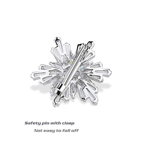 Image of Women's Cubic Zircon Snowflake Brooch Pins Elegant Clear Crystal Ice Flower Lapel Pin Breastpin