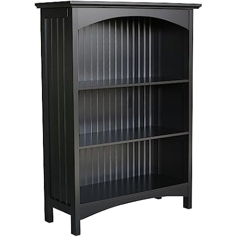 eHemco 3 Tier Bookcase with 2 Arched Supports, 40 Inches, Black Cover