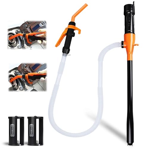 Portable Fuel Transfer Pump Battery Operated Electric Siphon Pump for Gasoline, Fuel, Diesel, Water Transfer 2.4 GPM, Gas Can Pump with Flow Control Nozzle, Orange