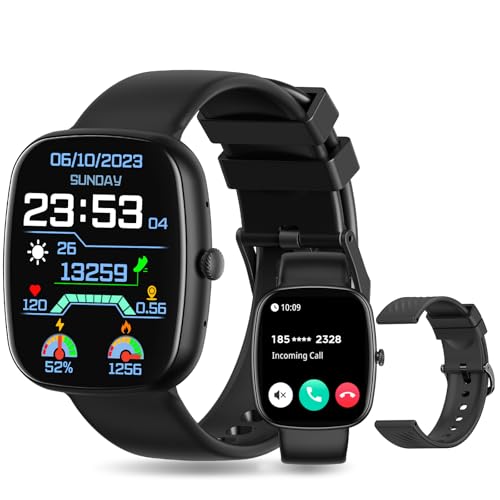 PEJE Smart Watch丨Smart Watches For Men丨1.83 TFT Display丨Ip68 Waterproof,Bluetooth calling,All-Round Fitness Management, 123+ Workout Mode, 15 Days Battery Life,Compatible with iOS & Android. (Black-1)