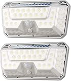 YUKM Solarlicht Outdoor Solar Motion Sensor Sicherheitsleuchte IP65 wasserdichte Solar Wireless Wandleuchte Lampe Reflektor für Gartenterrasse Lagerplatz Umzäunt Schwimmbad (Pack von 2)