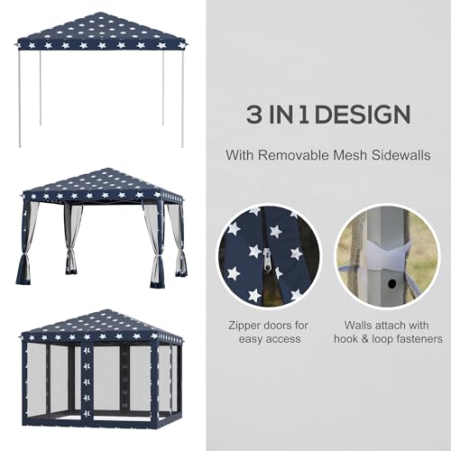 Outsunny-10-x-10-Pop-Up-Canopy-Tent-with-Netting-Instant-Gazebo-Screen-House-Room-with-Carry-Bag-Height-Adjustable-for-Outdoor-Garden-Patio-Camping-Blue-and-Red