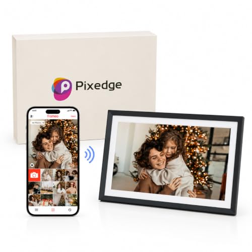 Pixedge 10,1 Zoll WiFi Digitaler Bilderrahmen mit Rahmen, 32 GB IPS