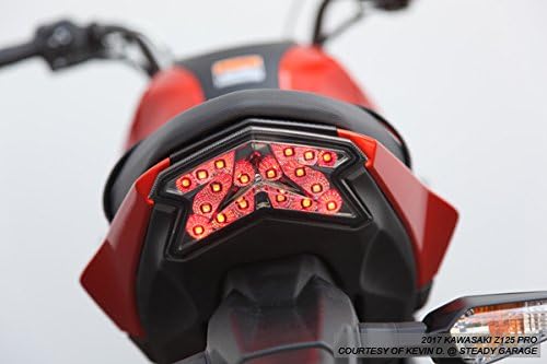 Integrated Sequential LED Tail Lights Smoke Lens for Kawasaki Z125 Pro 2017-2025