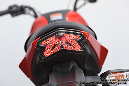 Motodynamic Integrated Sequential Led Tail Lights Smoke Lens For 2017-2023 Kawasaki Z125 Pro #TOP4