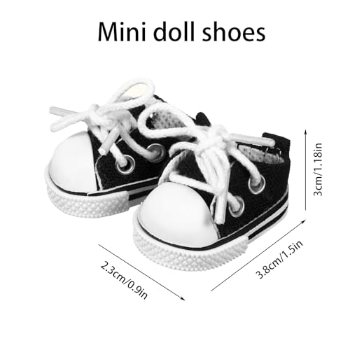 2 Paar Mini-Puppenschuhe, süßes Zubehör für feine Kleidung, passend für Puppenkleidung von 15/17 cm, Ersatz-Set (schwarz, weiß)