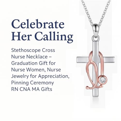 Stethoscope Cross Nurse Necklace – Graduation Gift for Nurse Women Jewelry for Appreciation, Pinning Ceremony, RN CNA MA Gifts2