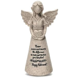 Retirement Gift for Woman 2025 Happy Retirement Gifts for Women Coworker Teacher Nurses Boss Friends Mom Grandma Retired Gifts 5.8″ Angel Figurine Retired Party Decorations (Granite)