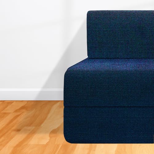 Image of CELLBELL Comfy Sofa Cum Bed 2.5x6 Feet | Foldable Dual Use Couch Bed with Soft Cushions & Sturdy Frame | Space Saving Modern Design for Living Room & Guest Use (Navy Blue)