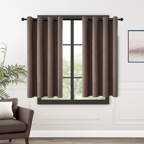 ChrisDowa Brown Blackout Curtains 45 Inches Long 2 Panels for Bedroom
