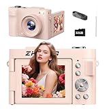 4K Digital Camera for Photography Autofocus, 50MP Vlogging Camera Kids with 2.8'' 180° Flip Screen 18X Zoom 32G Card Compact Point Shoot Cameras Anti Shake Flash Video Photo Batteries Girls Boys Pink