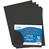 Baker Ross VC372 A4 Black Card 220gsm Pack of 20, Black Card, Kids Craft Card