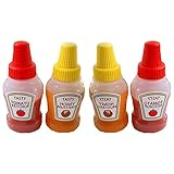 Maße & Paket – Das Paket enthält 4 Mini-Soßenbehälter für Bento-Box, es misst 7,5 x 3,2 cm, die Kapazität beträgt 25 ml, transparente Flaschen können Sie die Farbe im Gewürzspender deutlich sehen, einfach zu tragen und zu verwenden.