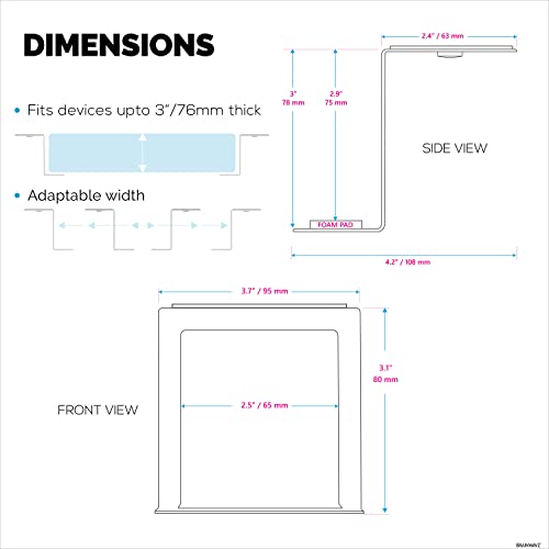 3” Metal Under Desk Laptop, Cable Box & Router Holder Mount, Adhesive & Screw In, Holds upto 3\" Devices Like Small Computers, Macbook, Surface, Keyboard, Network Switch, Modems & More