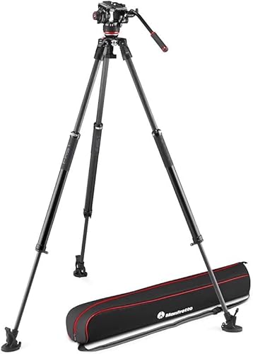 Manfrotto Cabezal de video fluido 504X con trípode de carbono rápido de una sola pierna 635, trípode rápido y kit de cabezal de video, hecho de