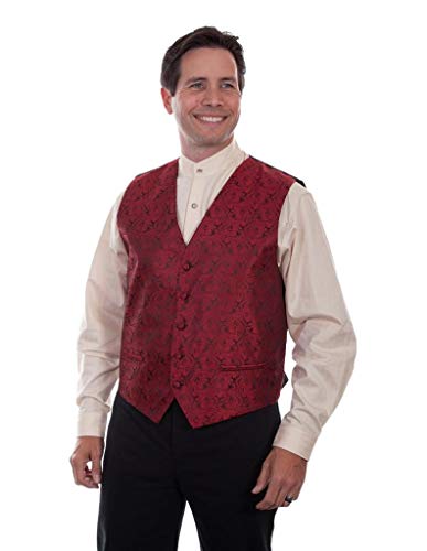Image of Scully Western Vest Mens Rangewear Paisley Button 4X Red F0 RW093