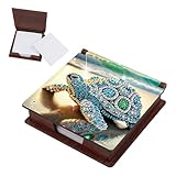 TDFERAN Wooden Memo Organizer Not Sticky with 160 Count Blank Memo Papers Pads Diamond Painting Handmade Art Note Box Note Paper Reminders Sentiment Box Recipe Cards Case for Organizing