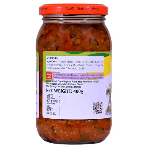 Image of SWAD Traditional and Delicious Tenti Dela Pickle 400g | Lesua Gunda Kerda Achar | Home Made Rajasthani Achaar | (Pack of 3)