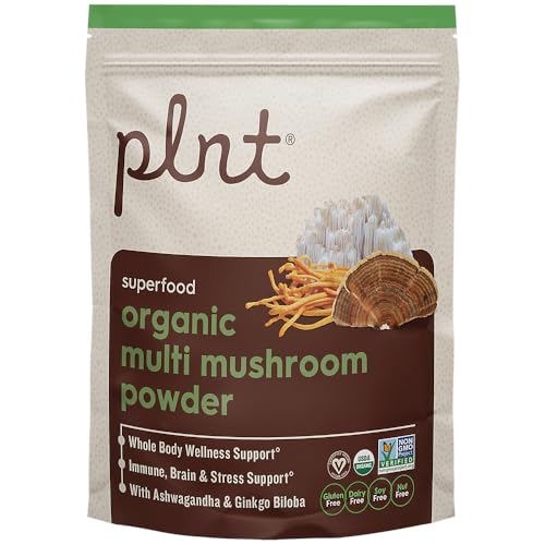 Organic Multi-Mushroom Powder with Ashwagandha and Ginkgo Biloba a