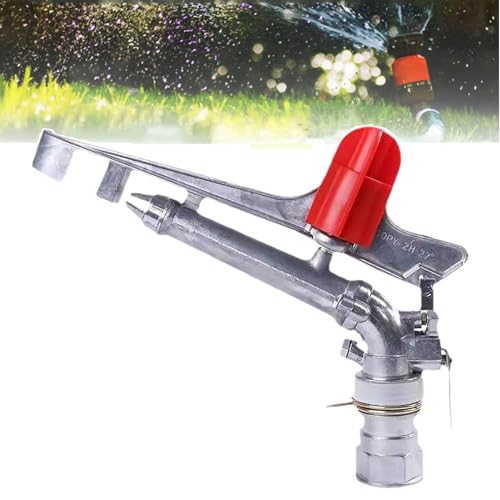 Boquilla giratoria ajustable de 360°, radio de pulverización de 26-36 metros, pistola de riego de gran área para riego de césped de granja