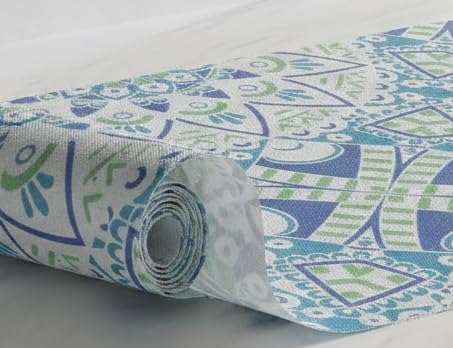 Image of Dribble EVA Shelf Liner Mat 45x500cm Roll | Non Slip Drawer & Cabinet Liner for Kitchen | Waterproof Oilproof Washable Fridge Mat | Anti Skid Cupboard Wardrobe Multipurpose Mat (Blue Mandala Art)