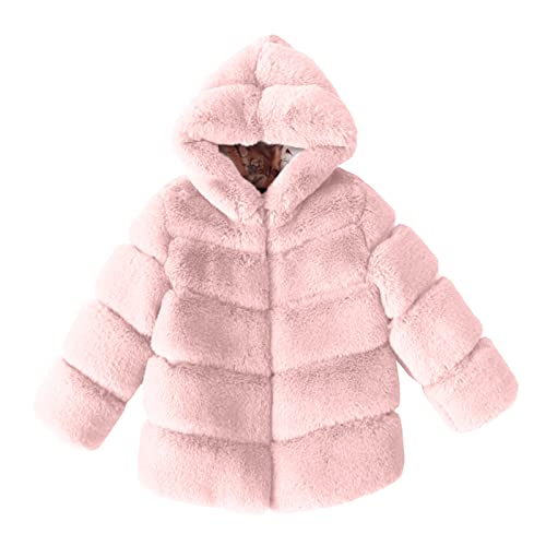 Girls Faux Fur Jacket Kids Winter Dress Coat Hooded Jacket Trendy Plush Sherpa Teddy Coat Toddler Fuzzy Fleece Jacket