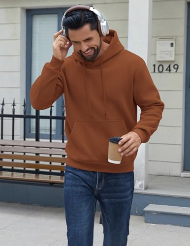 Image of COOFANDY Men Cotton Fleece Hooded Sweatshirt Casual Long Sleeve Hoodies Pullover Fashion Drawstring Hoodie with Kanga Pocket