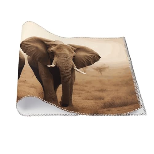 Sets de table lavables et infroissables motif éléphant en toile résistante x6