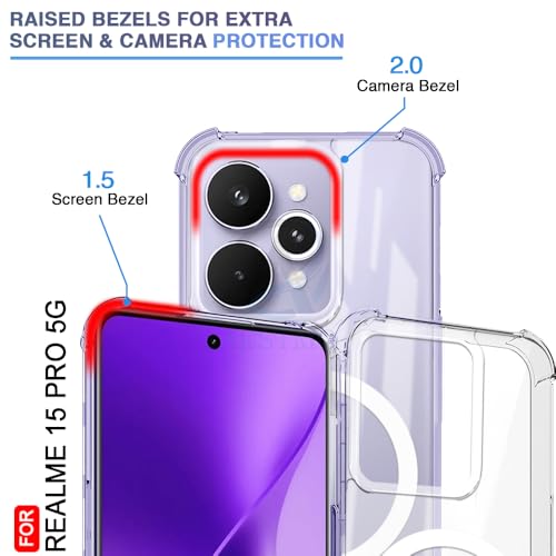 Image of AESTMO Clear Back Cover for Realme 15 Pro 5G | 360 Protection | Transparent Back Cover for Realme 15 Pro 5G (PC + TPU, Compatible with MagSafe Accessories, Transparent Bumper)