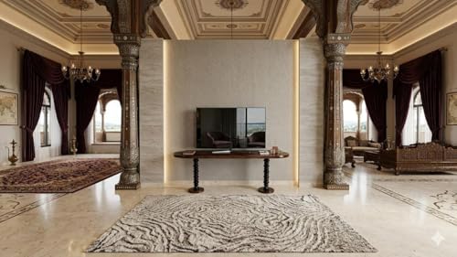 Image of Solid Sheesham Wood Console Table for Living Room | Entryway Hallway Sofa & Fish Tank Table | Oval Top with Turned Spindle Legs | Wooden Accent Furniture | Light Walnut Finish