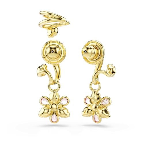 Swarovski Idyllia earrings, Set (3), Mixed cuts, Flower, Multicolored, Gold-tone finish4