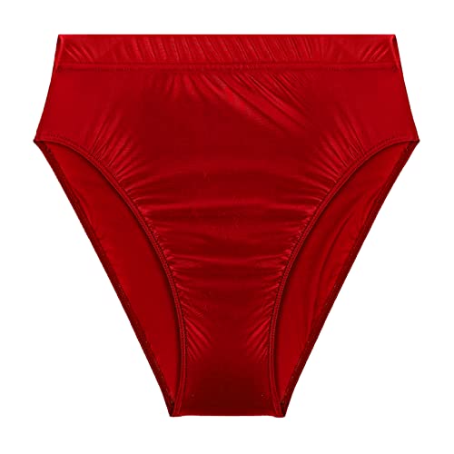 Hularka Men's Glossy Oily Silky Briefs Underwear Solid High Waist Panties Underpants Bottoms3