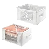 InterDesign Fabric Foldable Storage Zipper Bags Cubes with Handles for Organizing Clothing, Linens, Towels, 16
