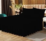 Valance Sheet for Small Double Bed Extra Deep Plain Dyed Non Iron Poly Cotton Bed Mattress Cover - Black - 122 X 190 + 25 cm