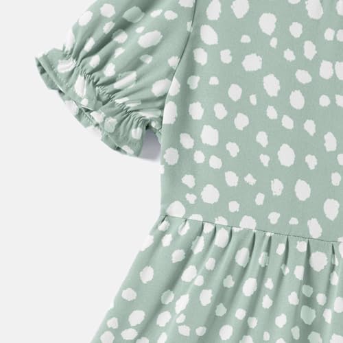 Image of IFFEI Mommy and Me Dresses Summer Casual Boho Matching Outfits Ruffle Puff Sleeve High Waist Midi Beach Maxi Dress