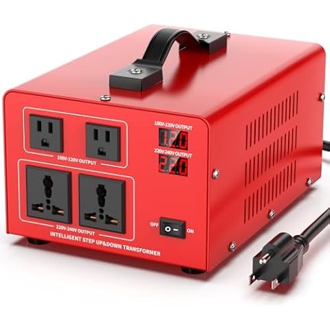 OLTEANP Voltage Converter Auto Transformer Heavy Duty Step Up/Down Power Converter 220V to 110V, 110V to 220V with US Outlets, Universal Outlets, LCD Display, Circuit Breaker Protection（3000W） Cover