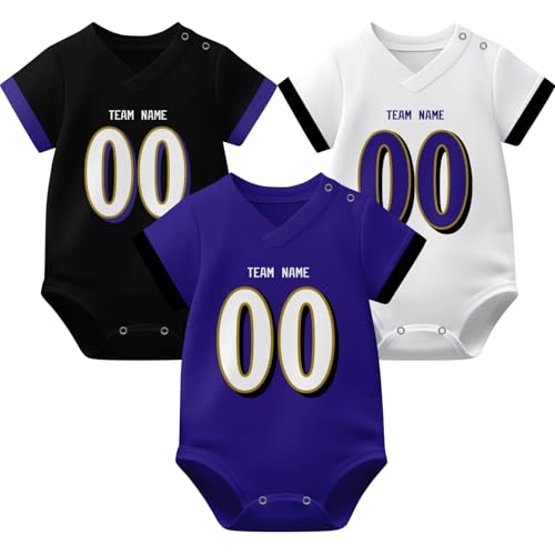 Image of KREDE Baby Clothes Unisex Bodysuit Jersey Style Custom Name Number for Baby Boys