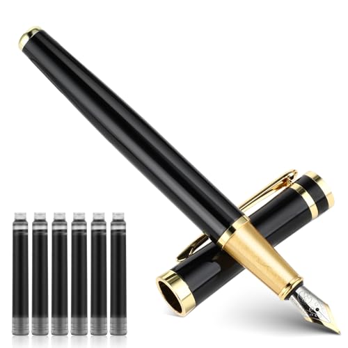 AOZUO 1 Stück Füller Mit 6 Stück Schwarze Tintenpatronen, Griffix Rechts-Schönschreibfüller Für Erwachsene, Geschenk