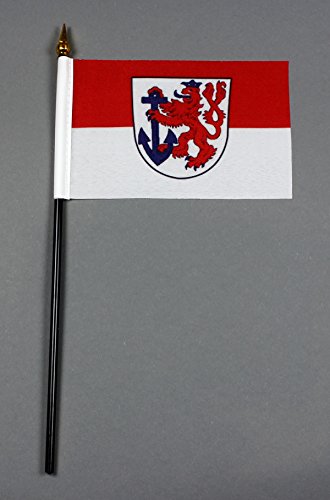 Buddel Bini Kleine Tischflagge Düsseldorf 15x10 cm mit 30 cm Mast aus PVC-Rohr, ohne Ständerfuß