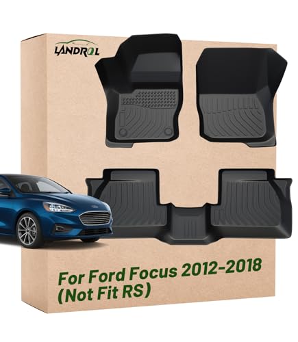 Landrol Car Floor Mats Replacement for Ford Focus 2012-2018 (Not Fit Focus RS) Heavy Duty TPE Liner Custom Fit All Weather Waterproof Protection Full Set Coverage Anti-Slip Carpets