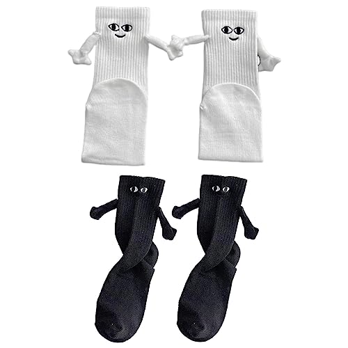 2 meias magnéticas para segurar as mãos – meias engraçadas sucção magnética para casais, meias fofas