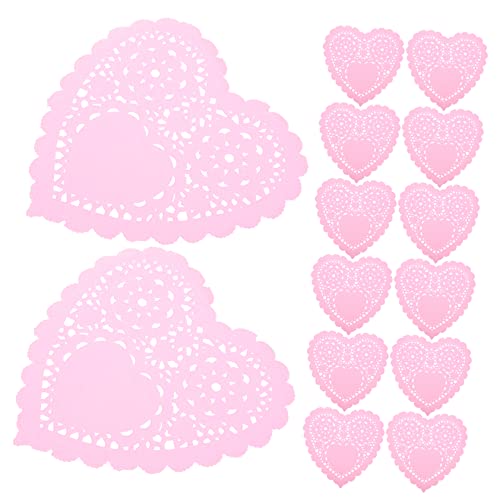 UTHCLO 100pcs Heart Shaped Paper Doilies for Party Valentine's Day Decorations Wedding Favors Coasters