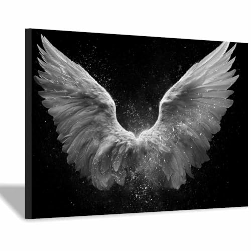 Tableau noir et blanc plumes d'ange étincelantes pour harmoniser votre maison