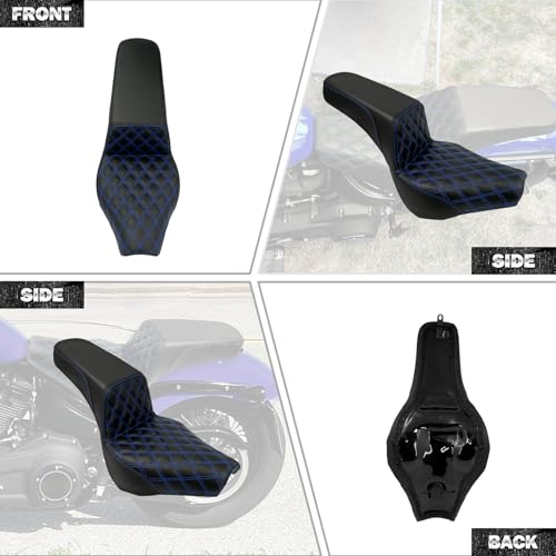 HDBUBALUS Motorcycle Driver Passenger Seat Fit For Harley Softail Street Bob FXBB FXBBS 2018-2025 Softail Standard FXST 2020-2025 (Blue Stitching) by HDBUBALUS - Image 6